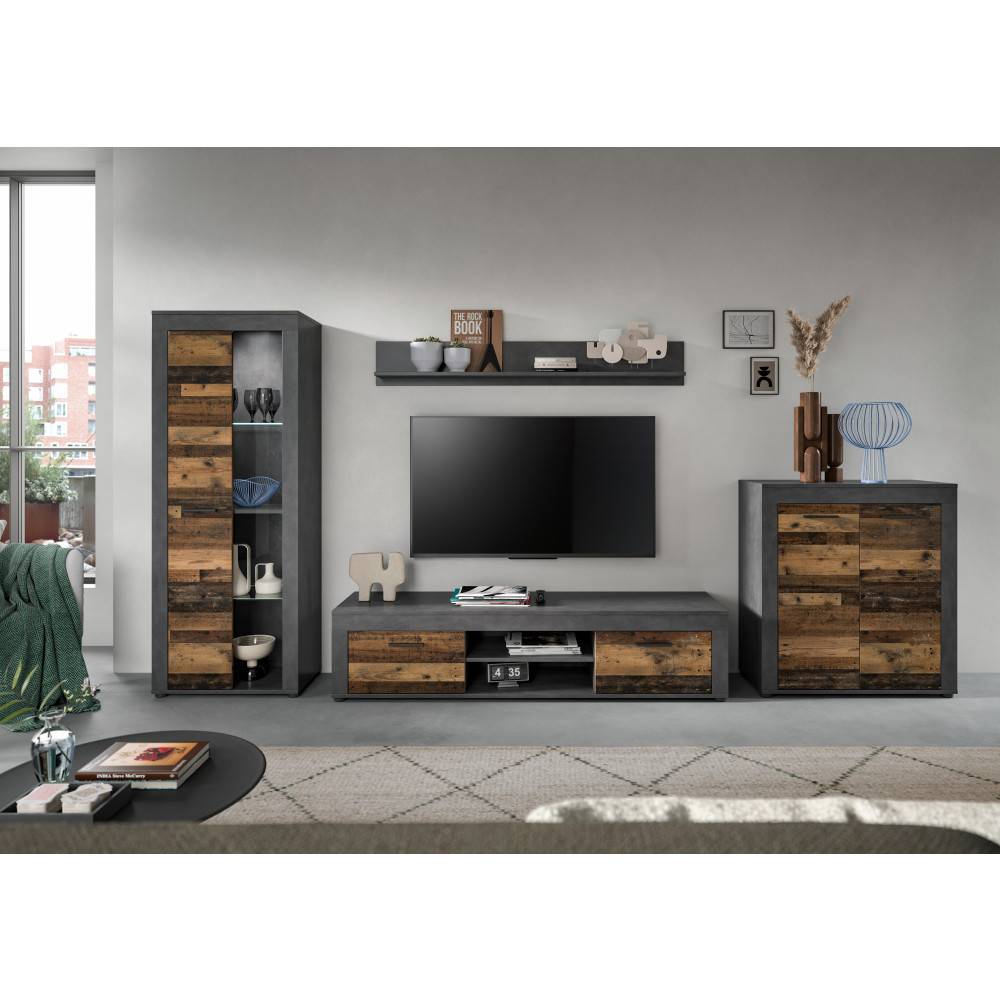 Stilvolle Wohnzimmermöbel Anbauwand mit viel Stauraum, Matera und Old Wood Design – Istrewy
