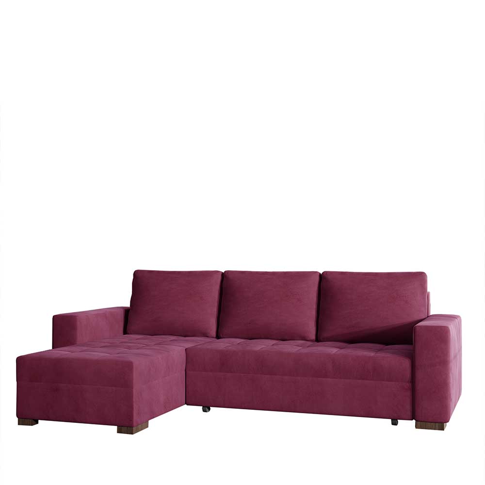 Eckschlafsofa in Bordeaux Rot Samt - Adelisa