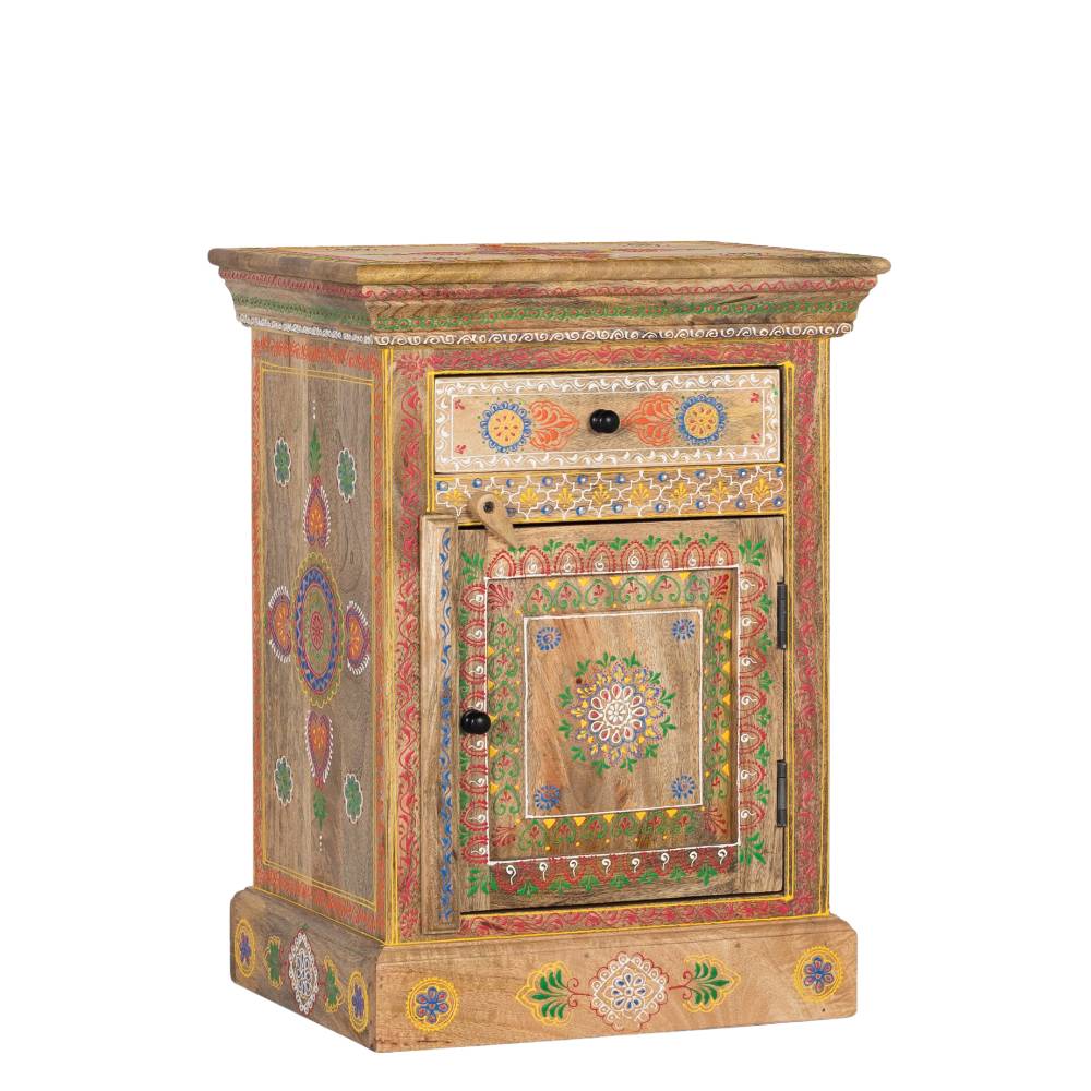 Boho Style Nachtschrank aus Mangoholz - Klapan