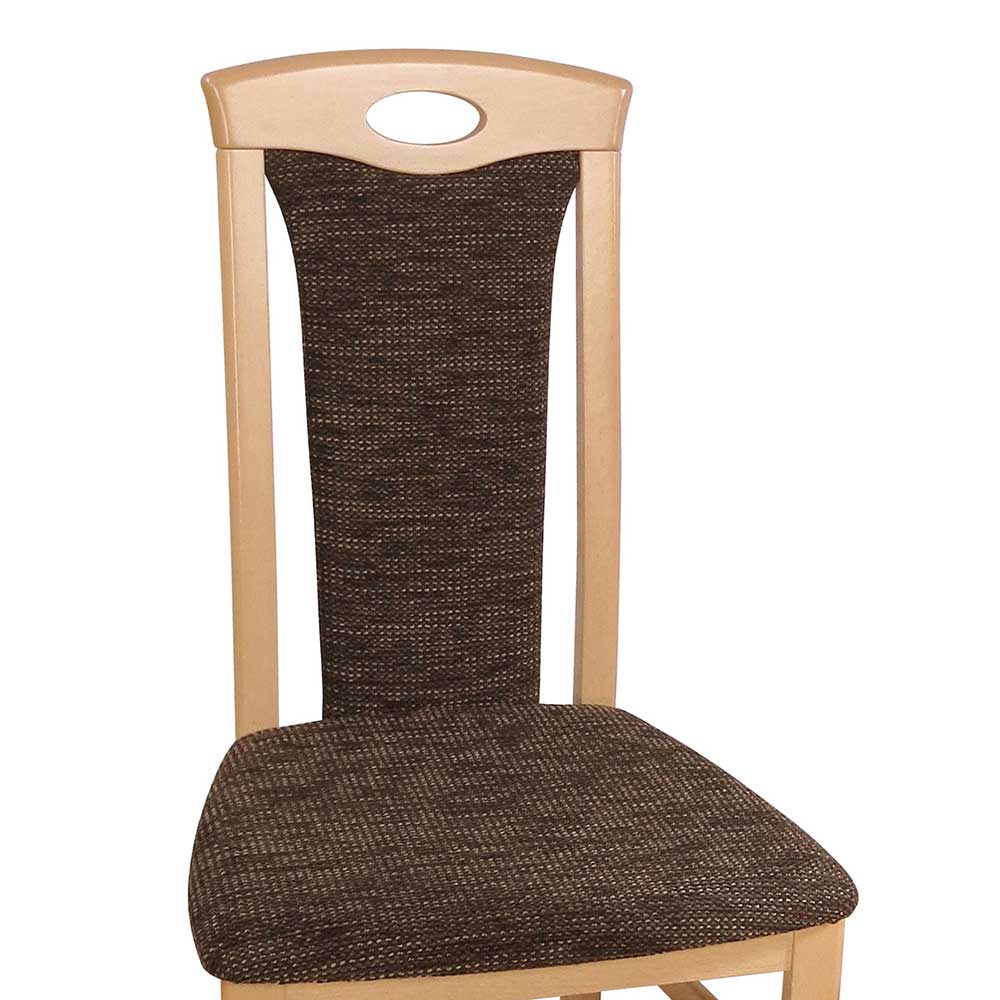 Buche Stühle mit Strukturstoff Masuza in Mocca Braun meliert (2er Set)
