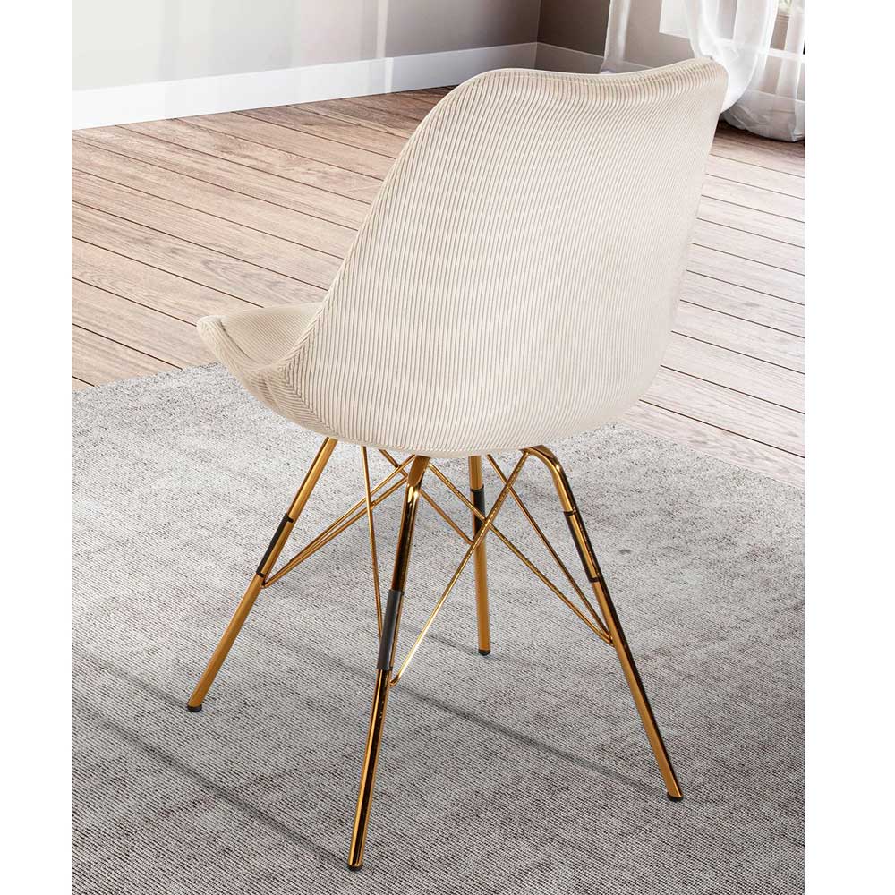 Cord-Polsterstühle in Beige und Gold - Jenfa (2er Set)
