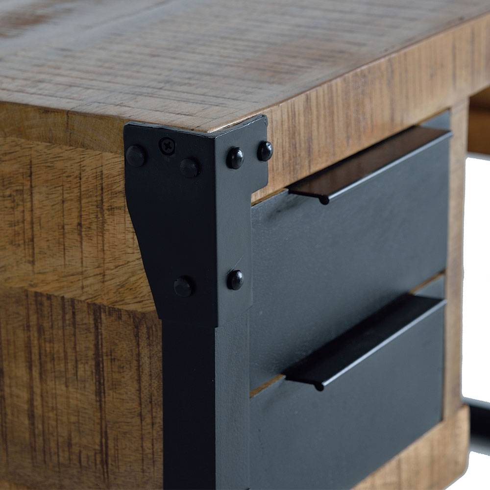 Industrial Schreibtisch aus Mangoholz mit Metall - Lakumara
