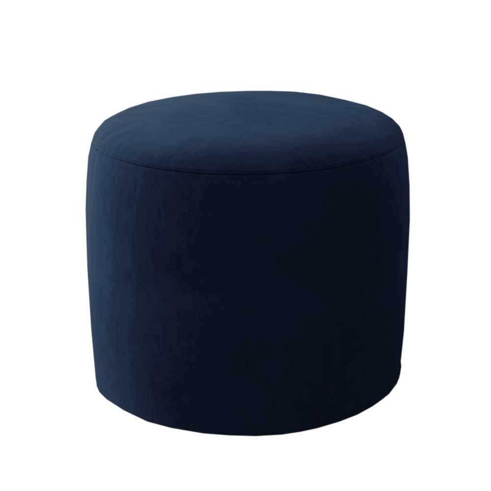 Zylindrischer Hocker aus dunkelblauem Samt - Citangra