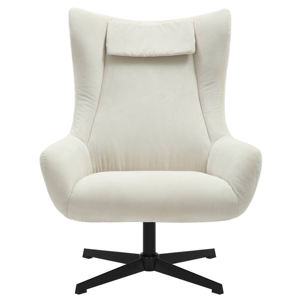 Sessel mit Fußhocker in Beige - Varina (zweiteilig)