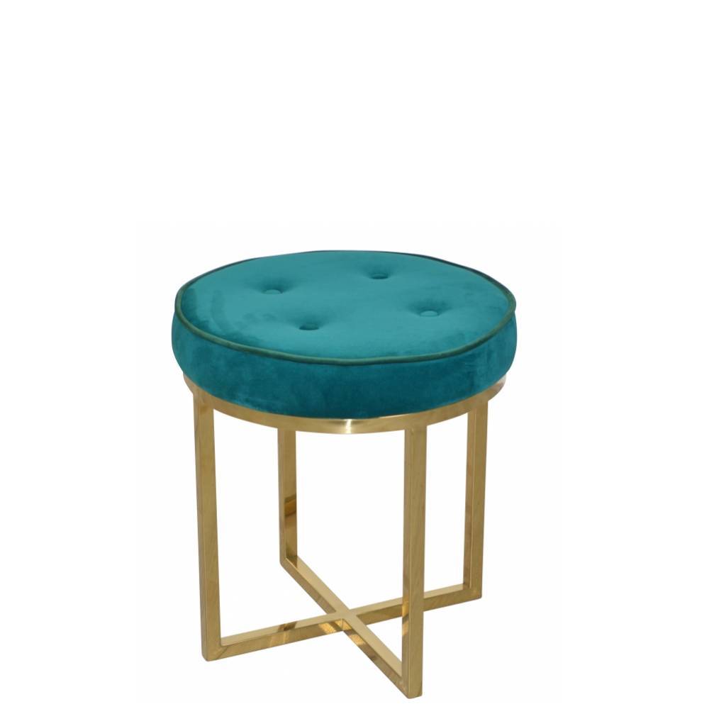 Retro Hocker in Smaragdgrün Samt - Pysero