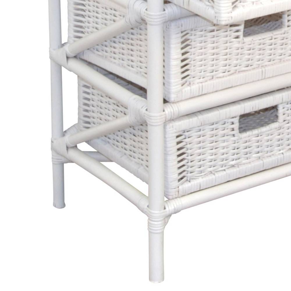 Weißes Badezimmer-Regal mit Rattankorb Schubladen - Ashron