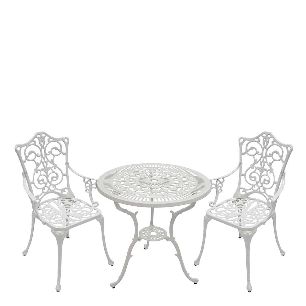 Weiße Gartenmöbel aus Metall Aluminium - Leano (dreiteilig)