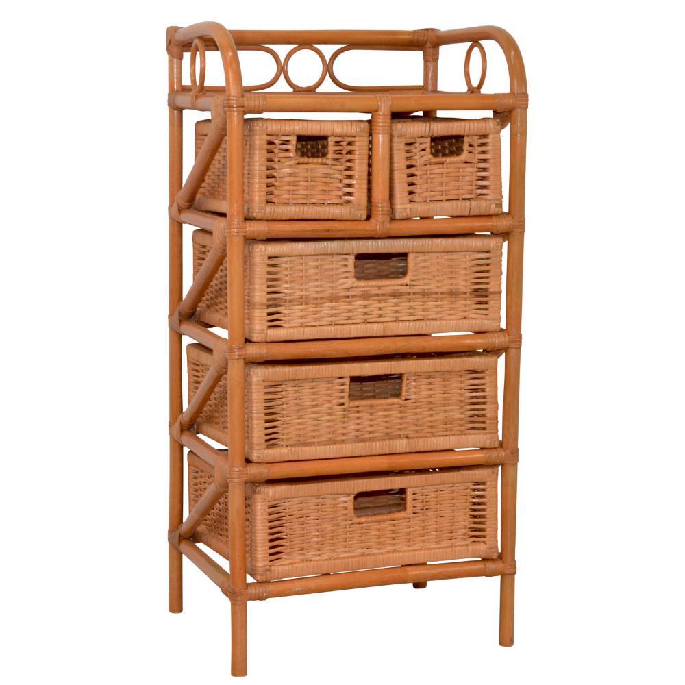 Boho Style Badregal aus Rattan in Honigfarben - Justa