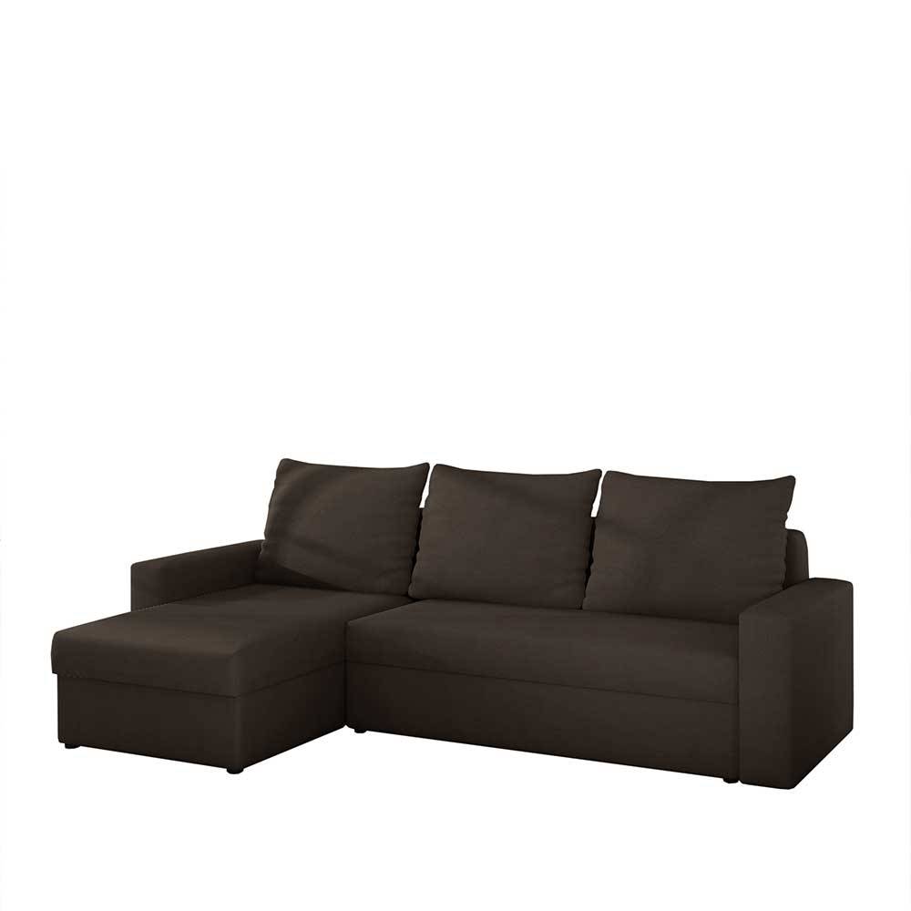 Velours Ecksofa in Braun mit Bettfunktion - Bascana