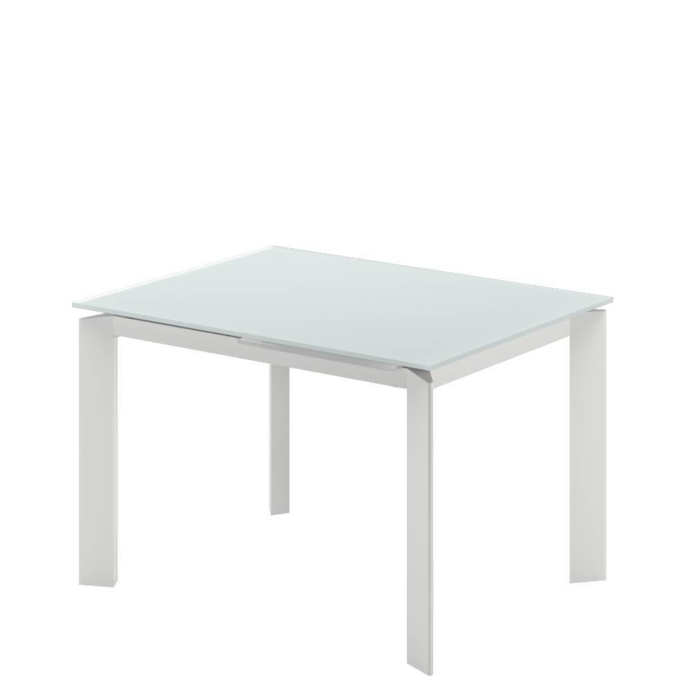 Weißer Glas-Esstisch verlängerbar - Feconda