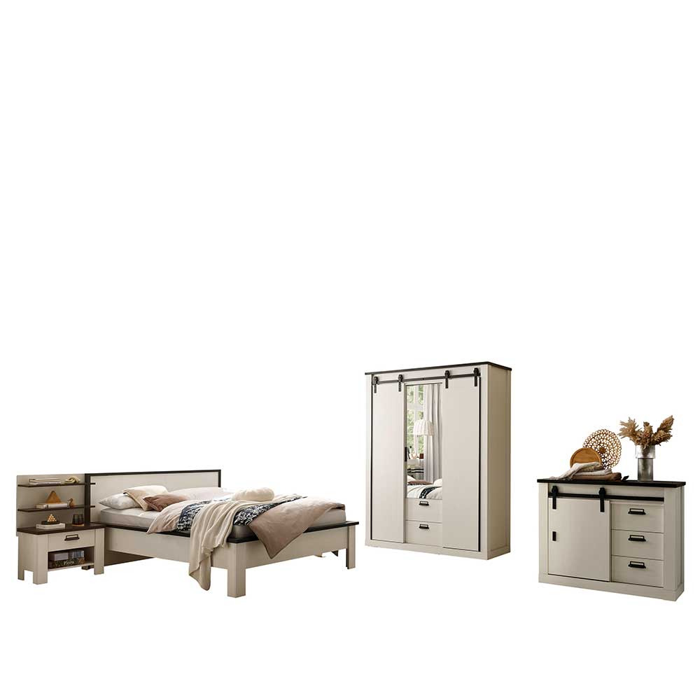 Schlafzimmer Möbel komplett in Weiß - Tramos (vierteilig)