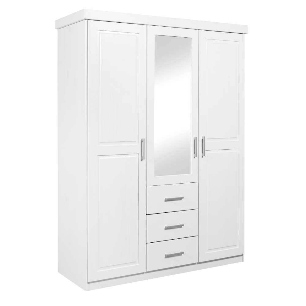 Weißer Kombi Kleiderschrank mit Spiegel - Jeston