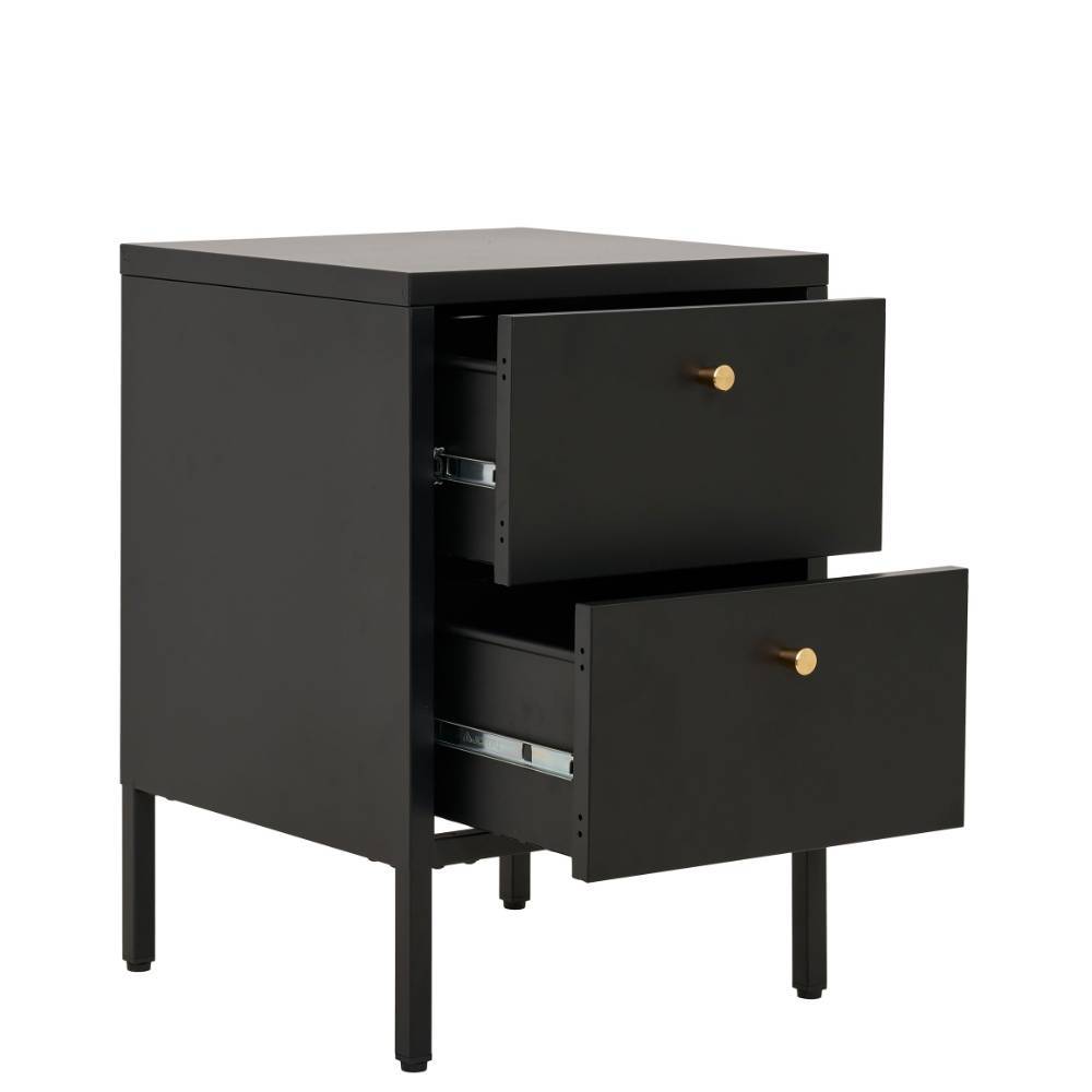 Nachtkommode in Schwarz mit Gold - Singular