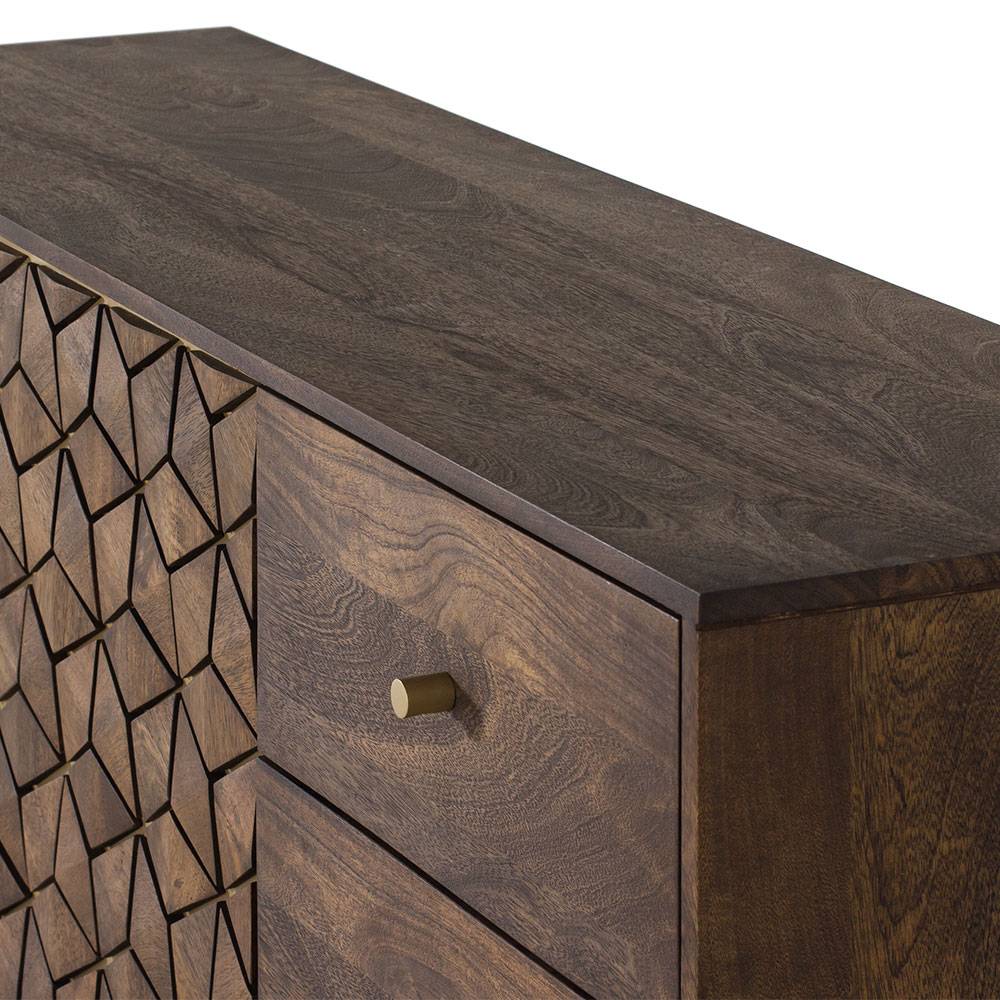 Design Kombi-Kommode in Walnuss Braun und Gold - Feregato