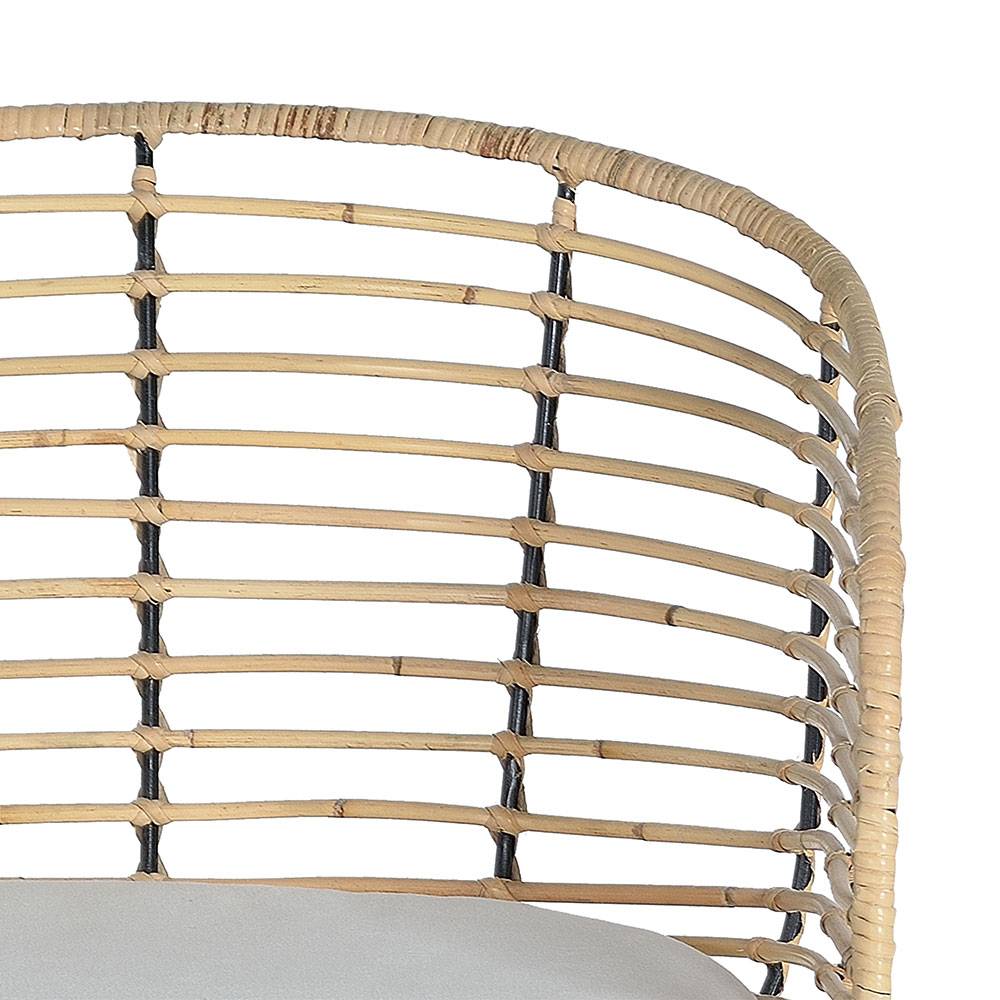 Design Armlehnenstuhl in Rattan Natur und Schwarz - Adatto (2er Set)