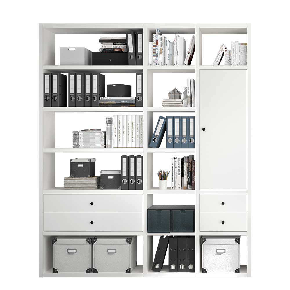 Office Regalwand in Weiß 185x222x34 cm - Doinera