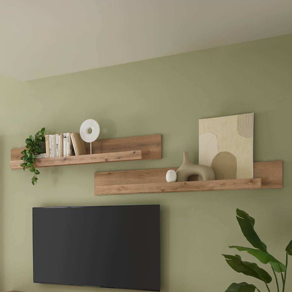 Wohnzimmer TV-Möbel-Set in Eiche - Brocus (vierteilig)