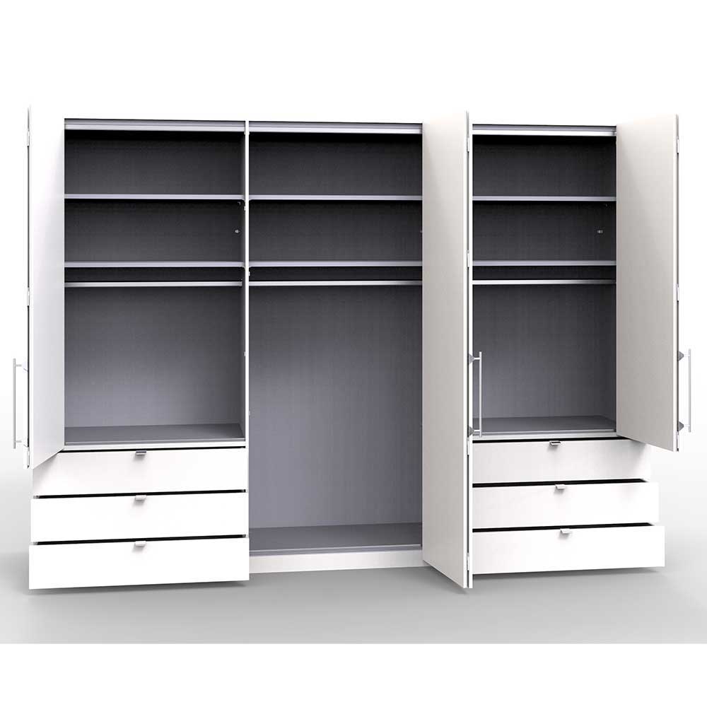 Weißer 3m Kleiderschrank mit Metallgriffen - Donpiave
