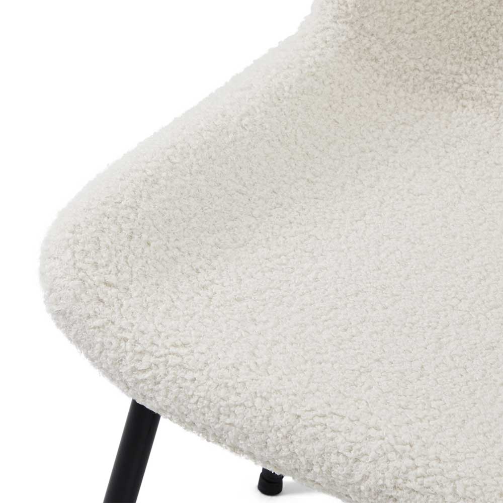 Boucle Stühle in Cremeweiß mit Schwarz - Gala (2er Set)