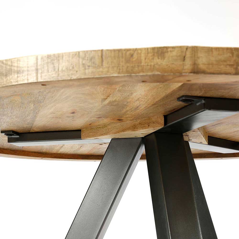Runder Holztisch mit Edelstahl 3-Fußgestell - Tracy
