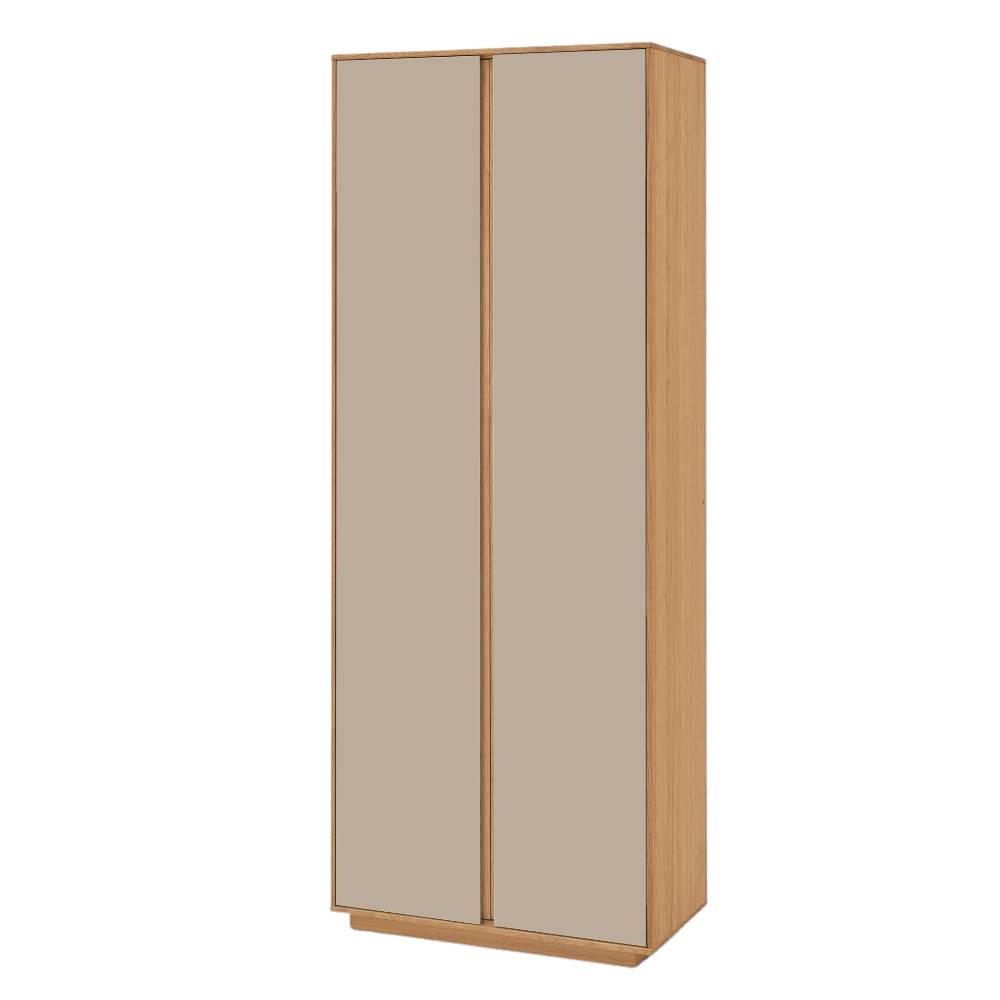 Garderobenschrank Gesamtansicht in Eiche Bianco und Taupe, ideal für Diele oder Schlafzimmer – Nova