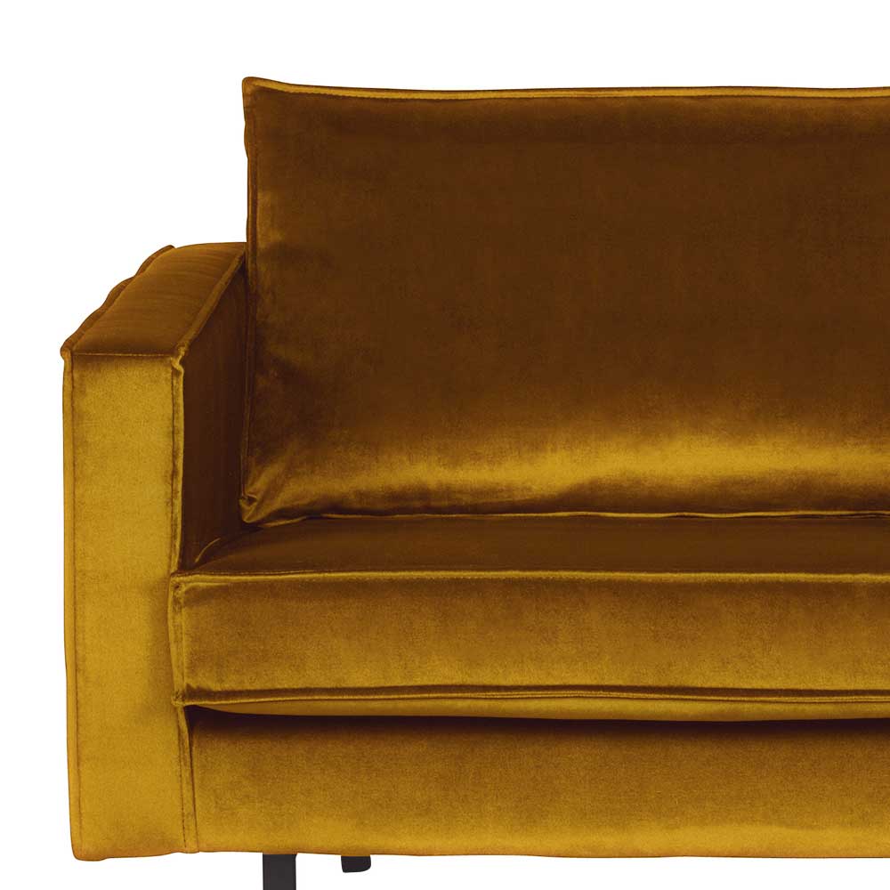 Weicher Sessel im kantigen Retro Design Nustra mit Samt Gelb