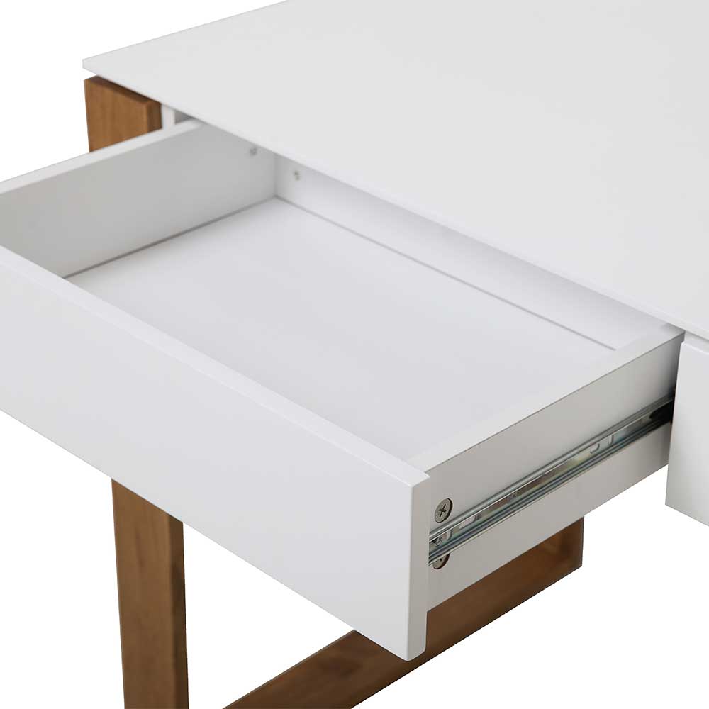 Schreibtisch mit U-Füßen in Weiß & Eiche - Jayden