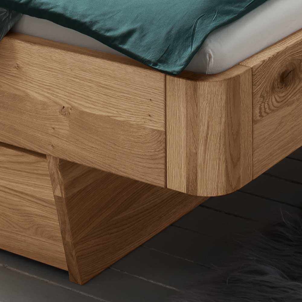 Schwebebett mit zwei Bettkästen aus Holz - Zennian