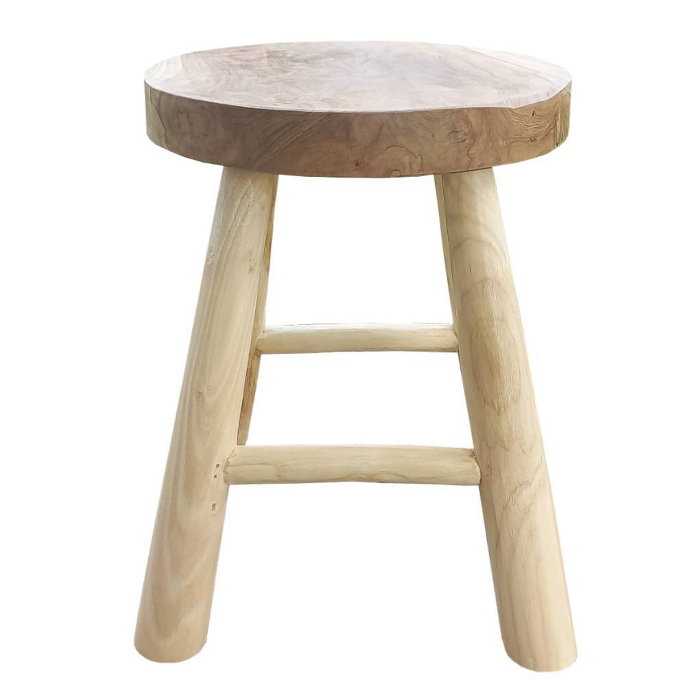 Runder Sitzhocker aus Teak Massivholz - Tepico