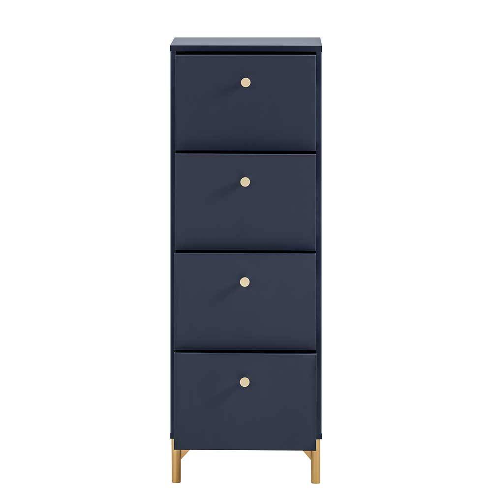 Hohe Kommode in Dunkelblau mit Gold - Inbano