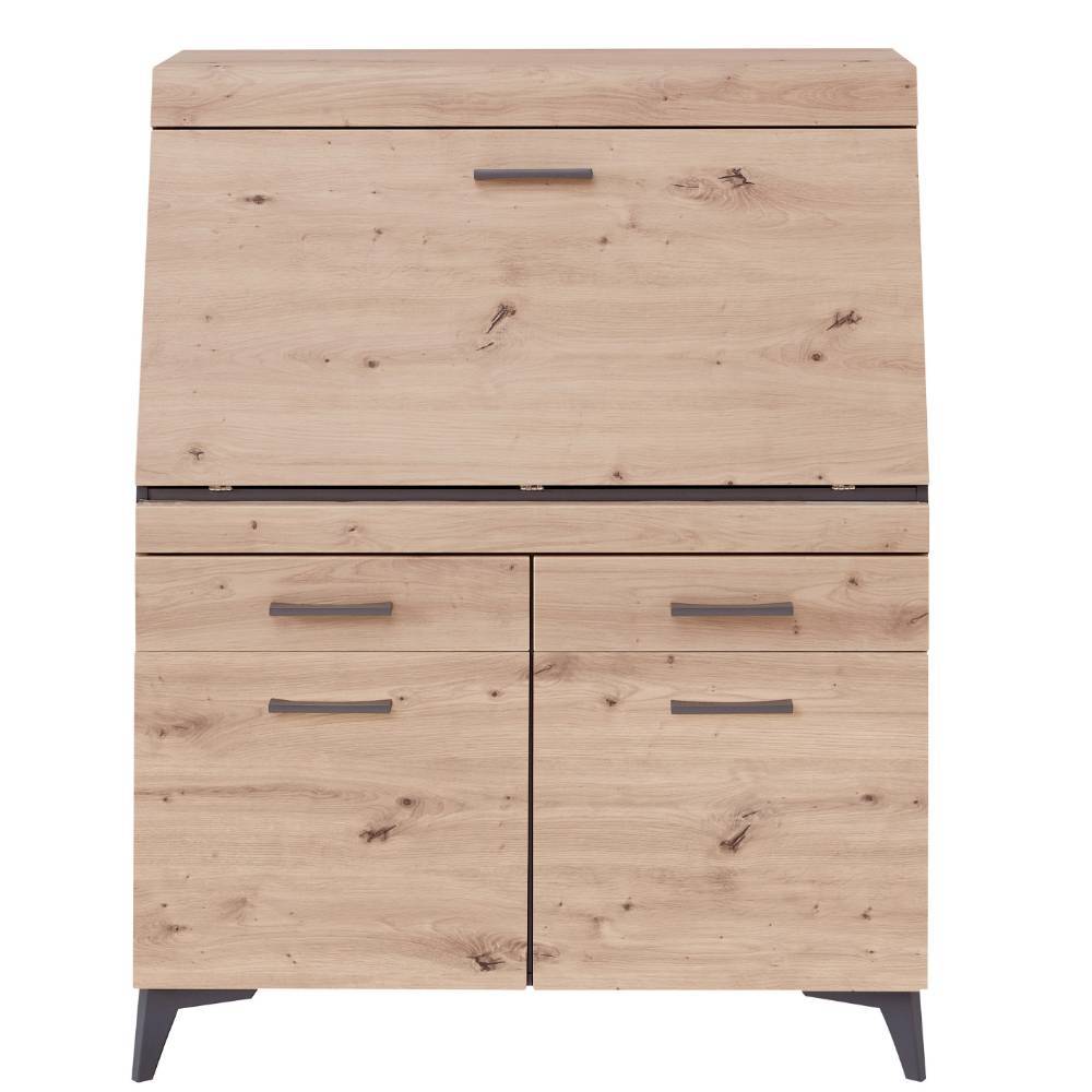 Design Sekretär in Holzoptik Wildeiche und Dunkelgrau - Crespian