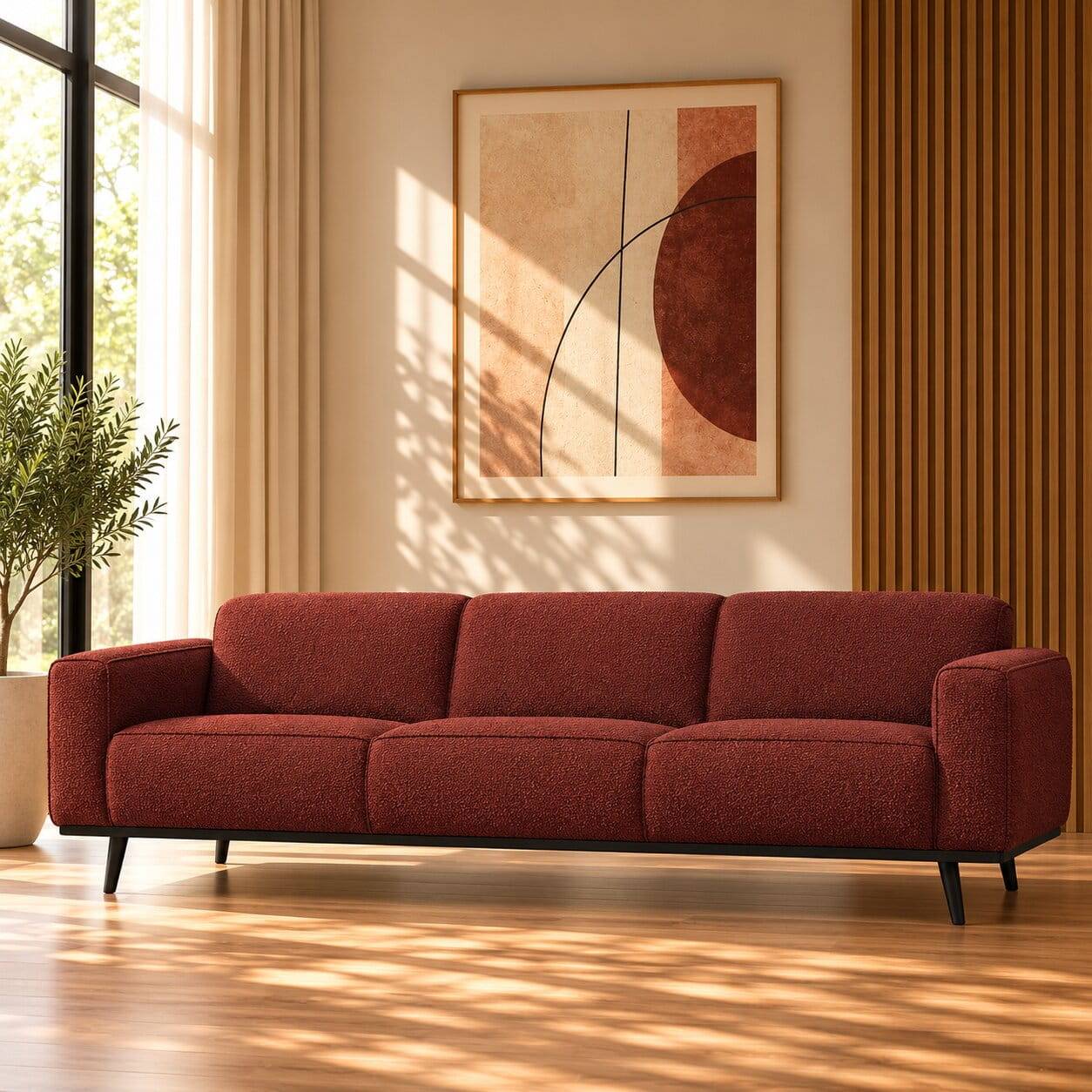230cm breite Couch in Kastanienfarben Boucle - Geromes