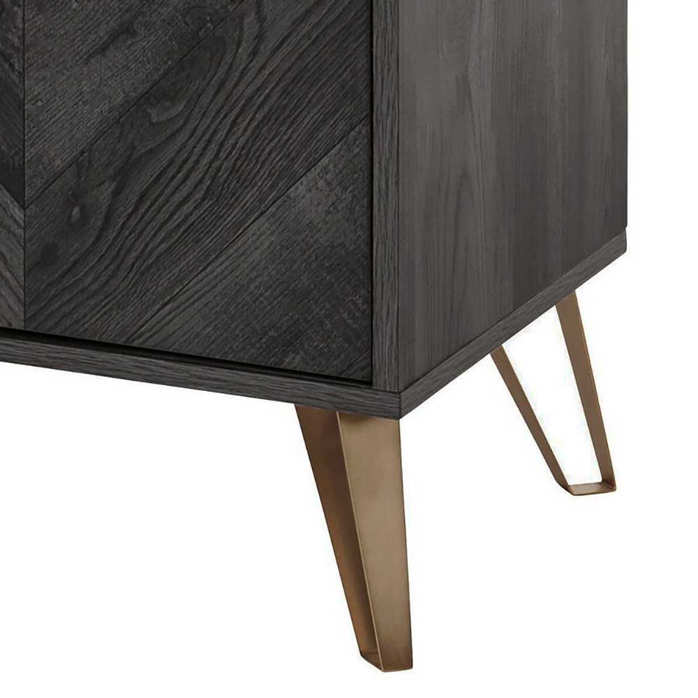 Türen-Kommode in Holzoptik Black Wash - Salivi V