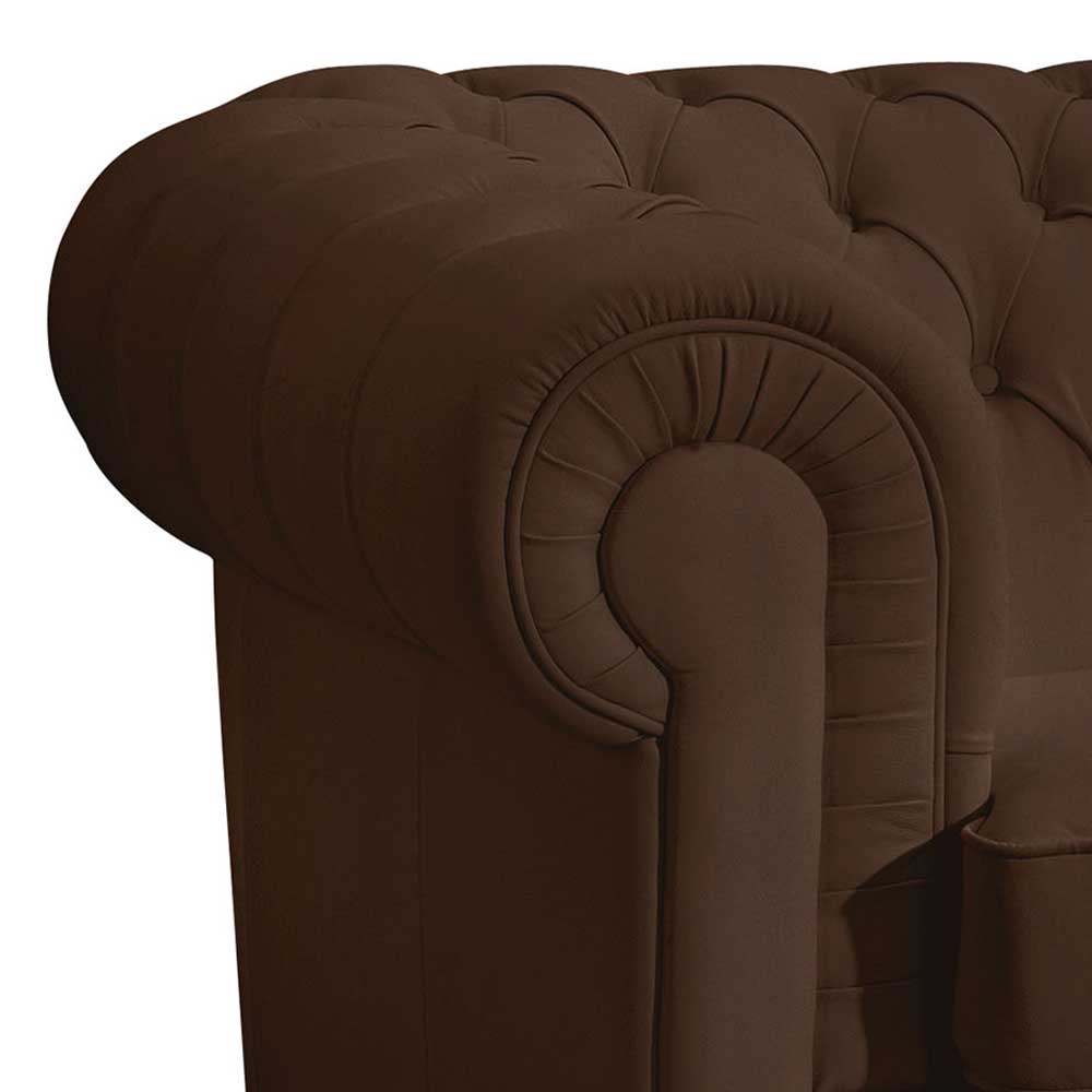 Chesterfield Couch aus Kunstleder in Braun - Cementa