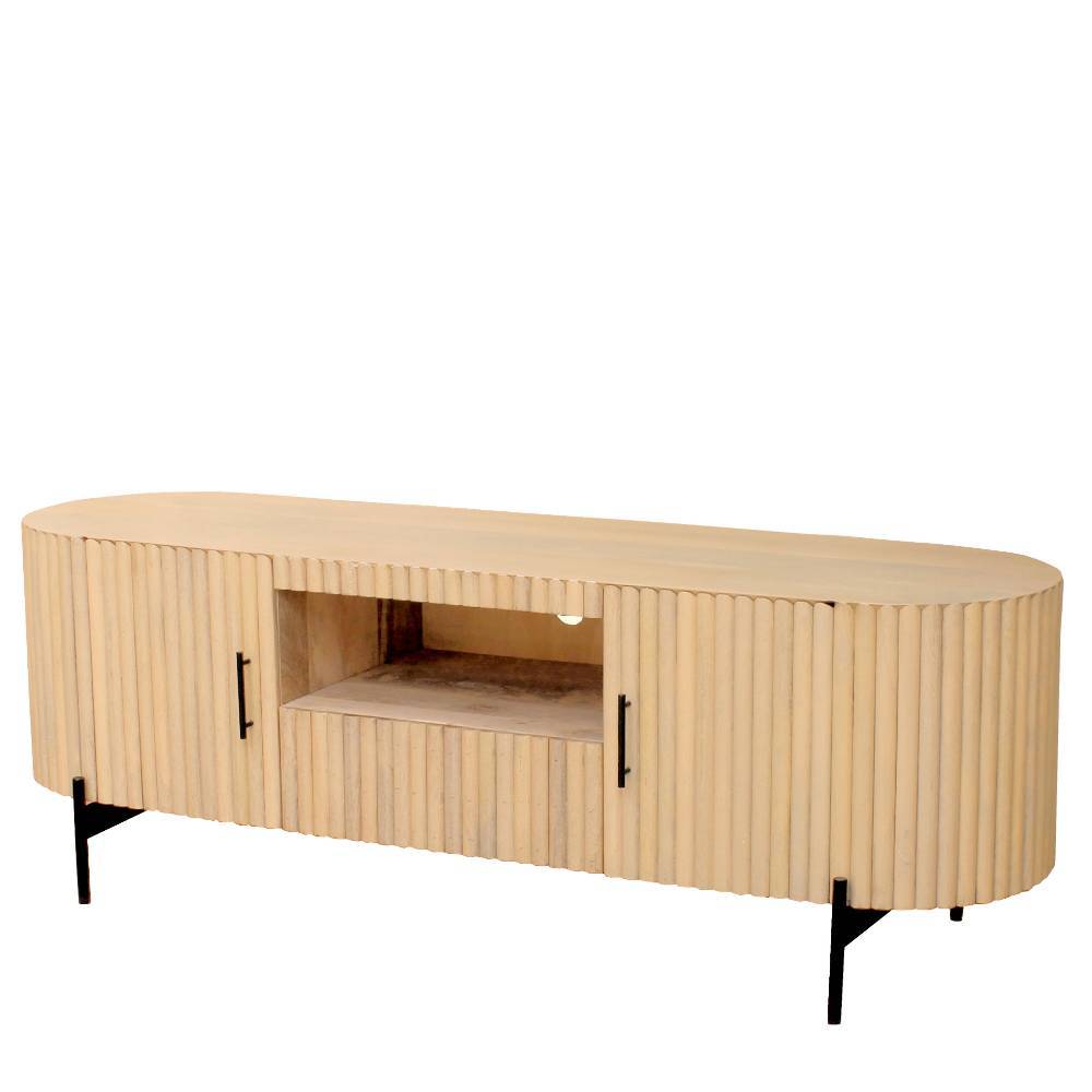 Mangoholz TV Lowboard in Lamellenoptik - Dorian