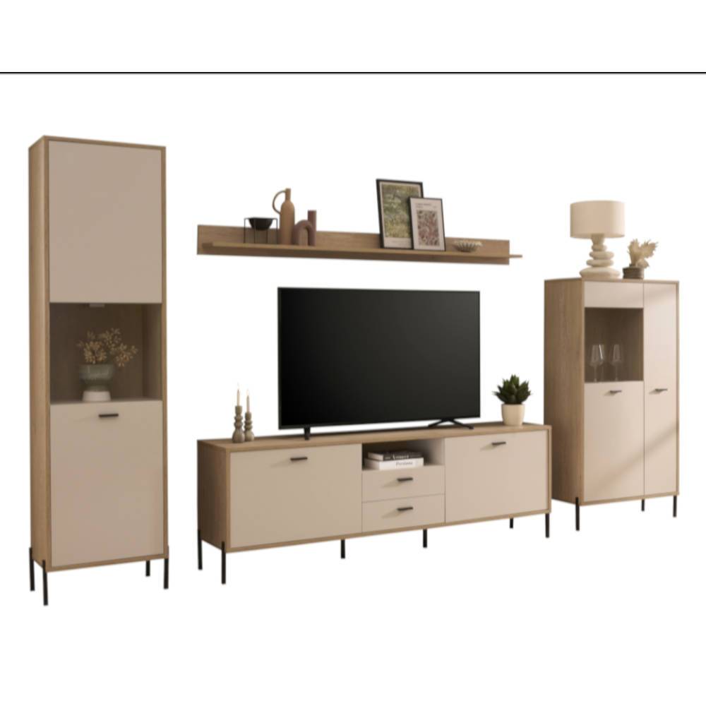 Wohnzimmer TV Anbauwand in Beige - Dasanti (vierteilig)