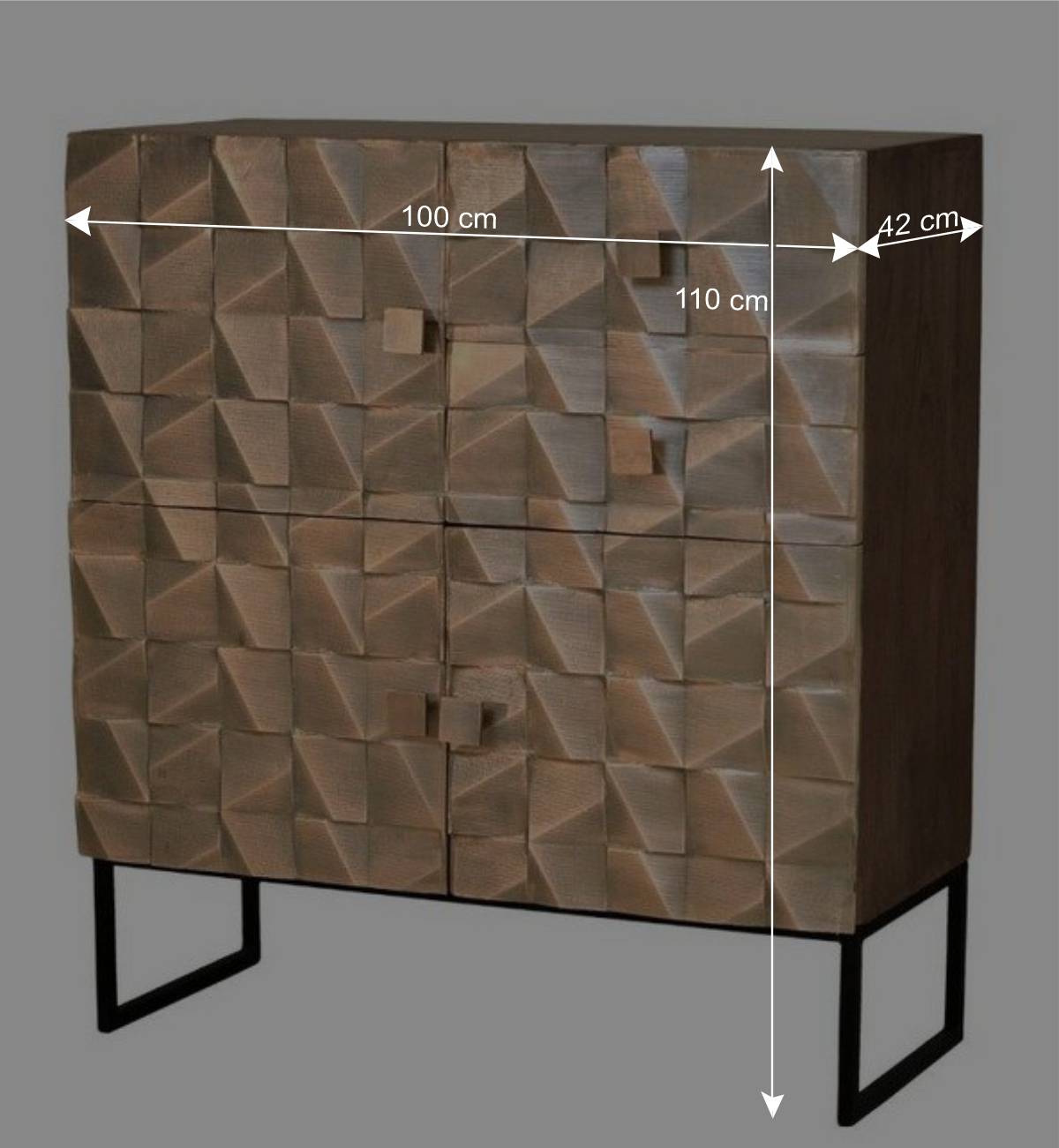 Massivholz-Highboard mit Metallfront - Arura