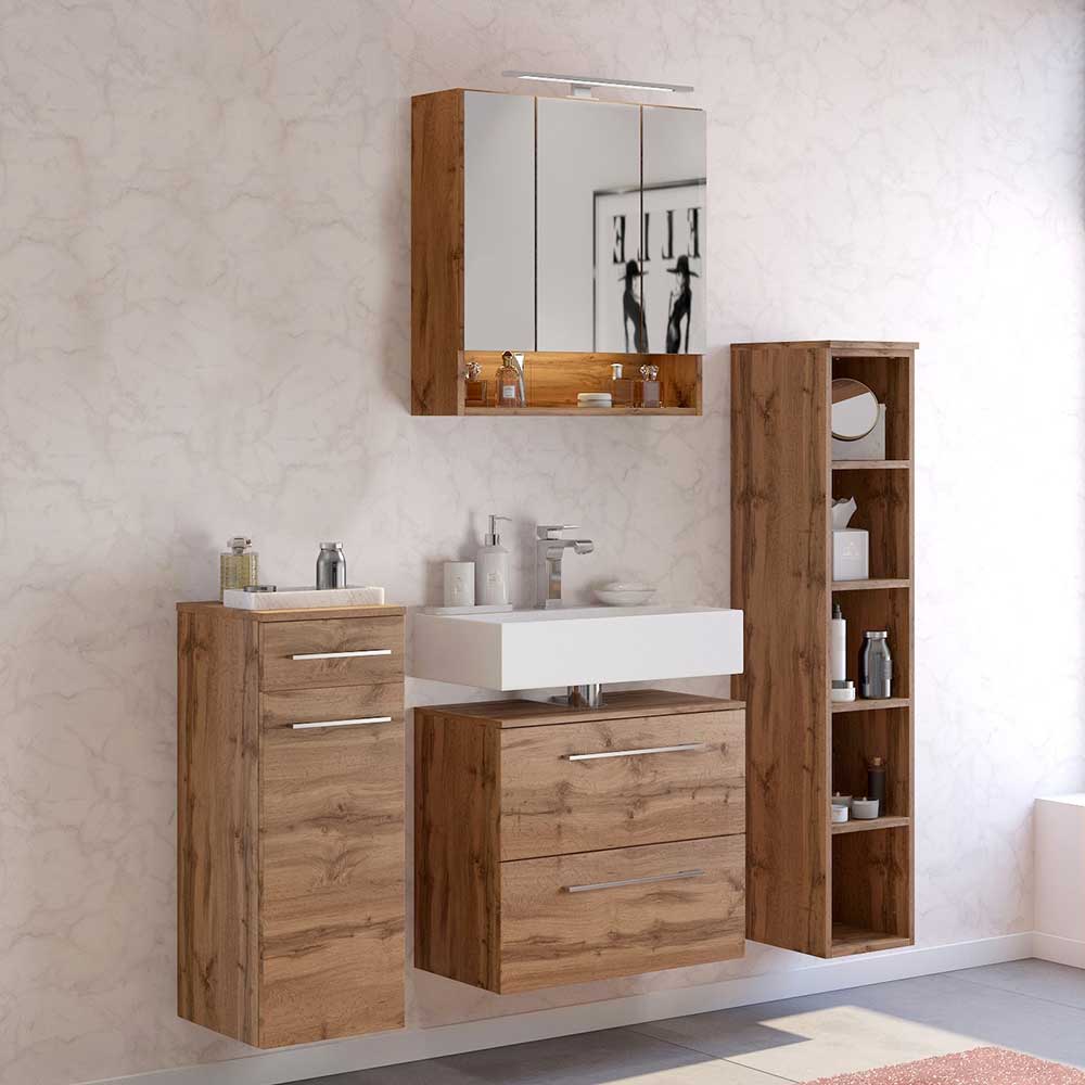 Möbel fürs Badezimmer in Wildeiche - Lemnas (vierteilig)