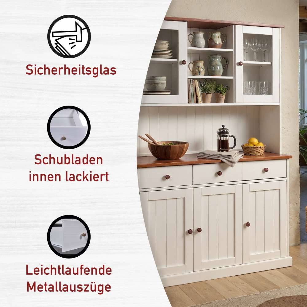 Weiß Brauner Buffetschrank aus Kiefernholz - Vatina