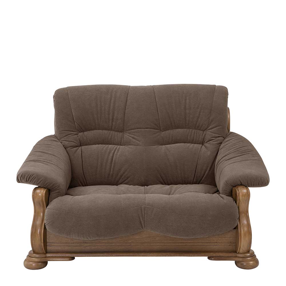 Sofa in Braun Bezug aus Flockstoff - Erulina
