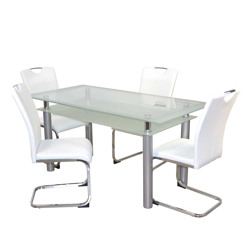Esszimmertisch mit Glasplatte & Stühle - Chepter (fünfteilig)