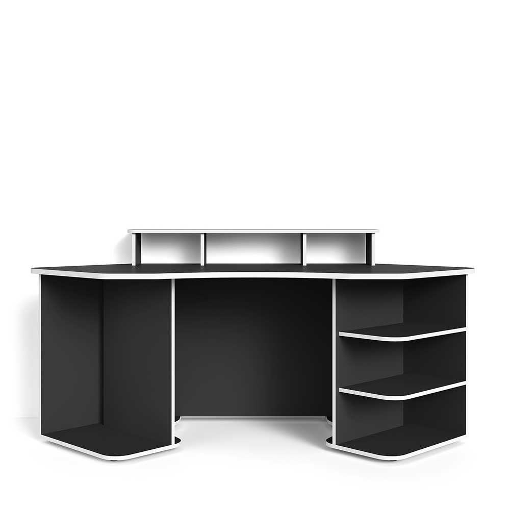 Gaming-PC-Tisch in Schwarz mit Weiß - Barnet