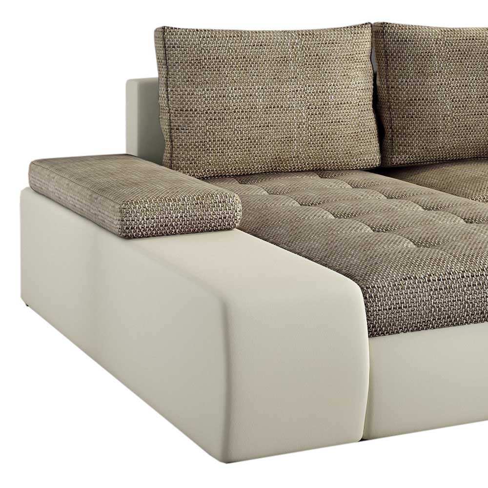 Wohnlandschaft mit Bettfunktion in Beige und Creme - Cacressa