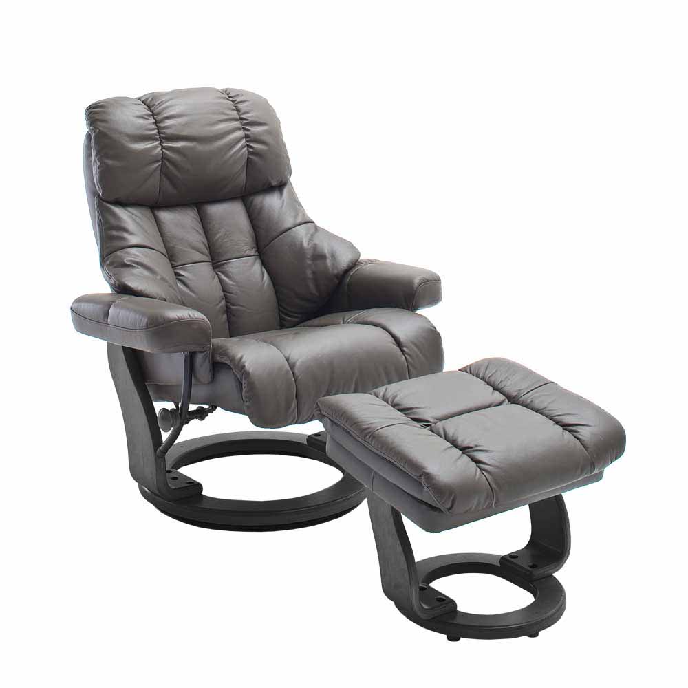 Leder Sessel bis 180 kg belastbar mit Hocker Kusmana in Schlammfarben (zweiteilig)