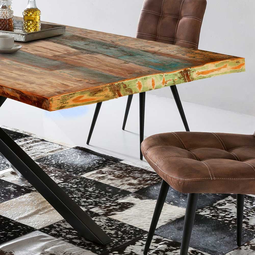 Loft Design Tisch aus mehrfarbigen Recyclingholz - Leviza