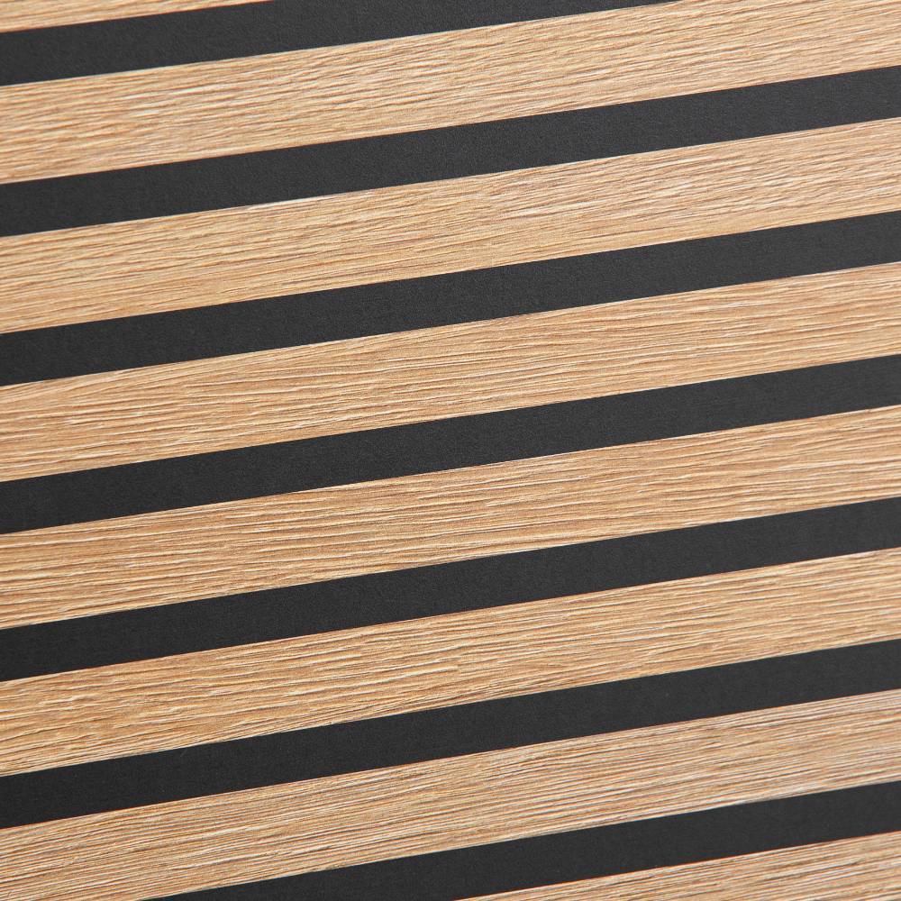 Regalwürfel Rückwand mit horizontalen braunen Holzoptik-Streifen und schwarzen Zwischenräumen – Armina