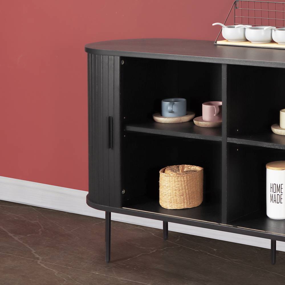 Ovales Retro-Sideboard mit Schiebetüren - Lurymav