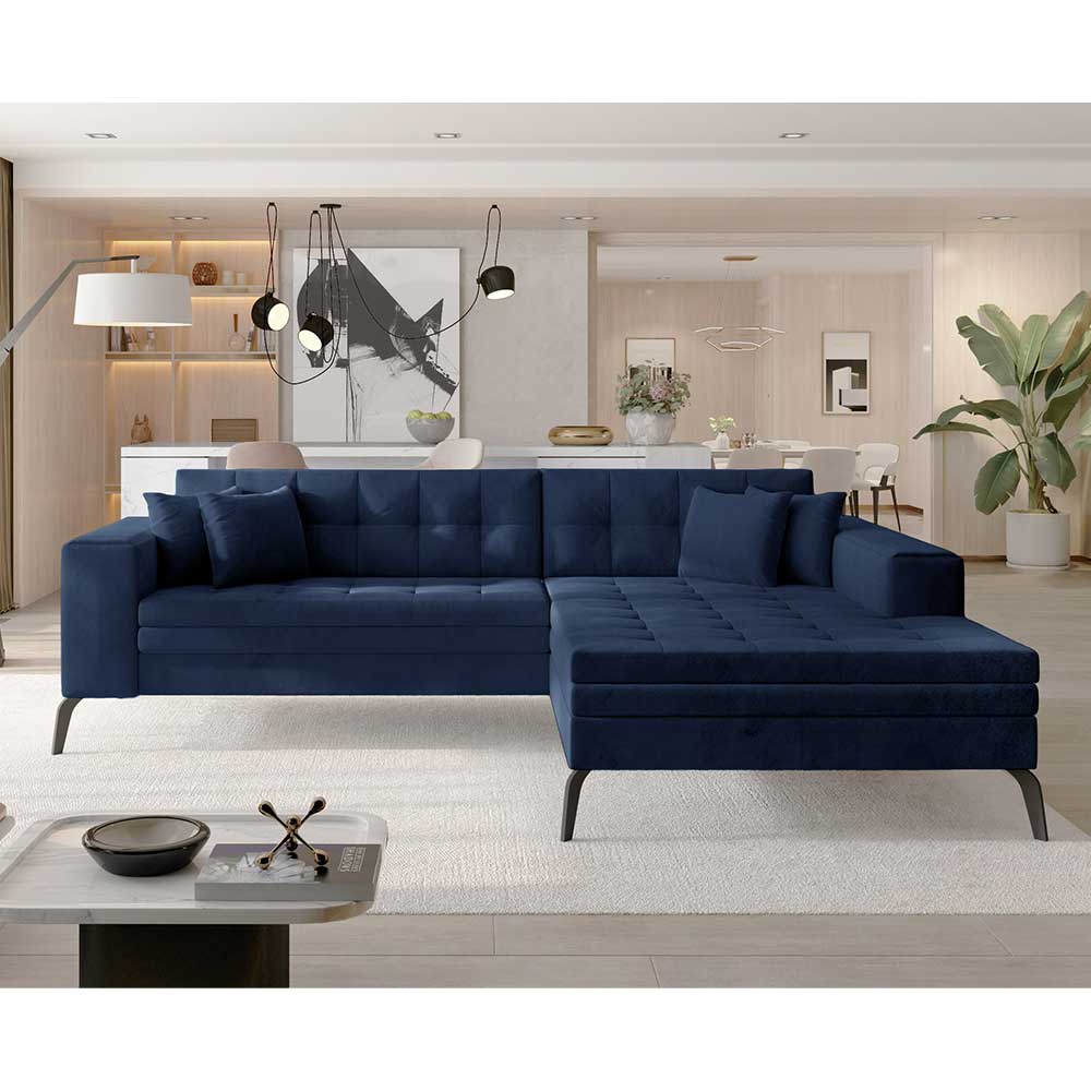 Wohnzimmer Eckcouch in Dunkelblau - Asbro