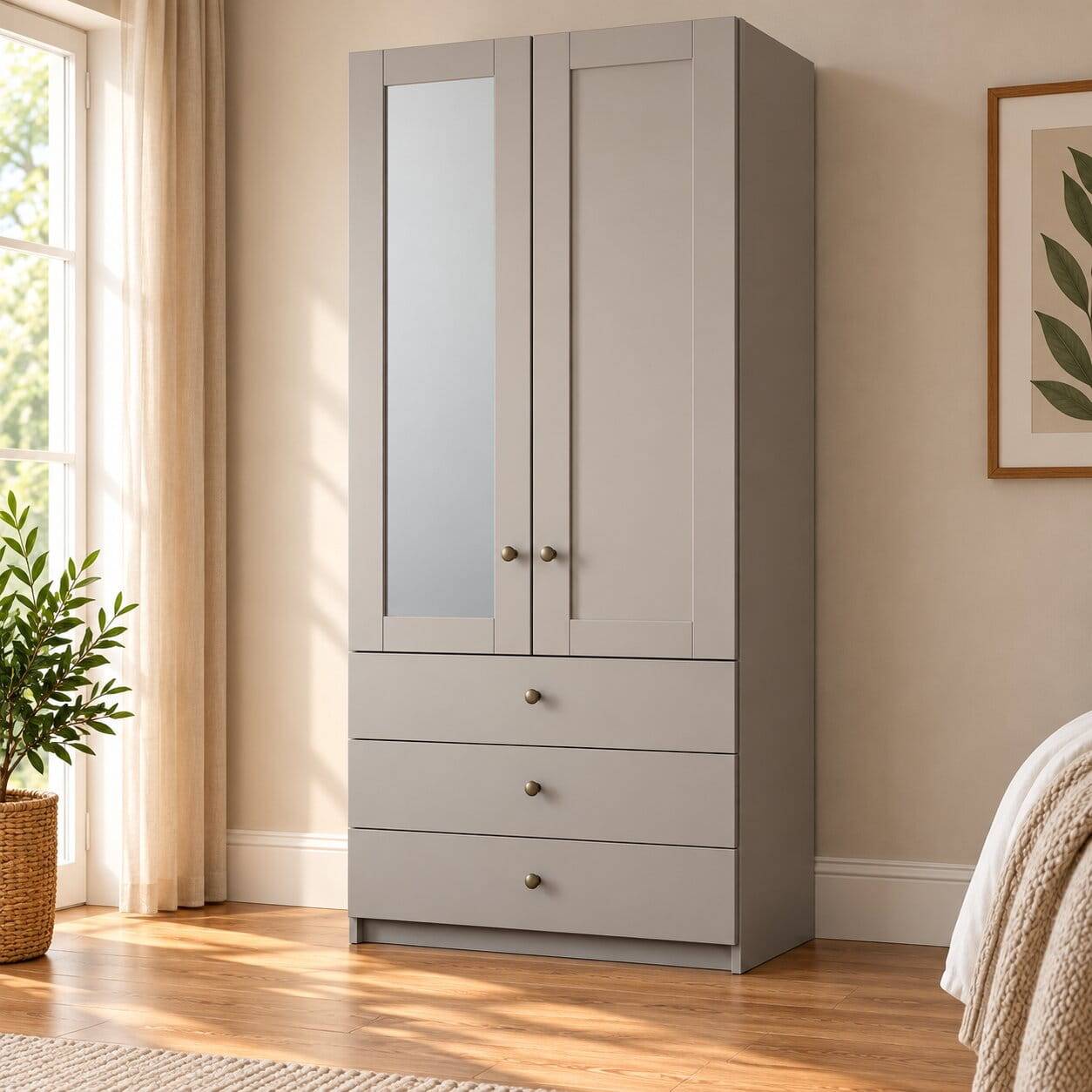 Hellgrauer Schlafzimmer Kleiderschrank modern - Ridonna