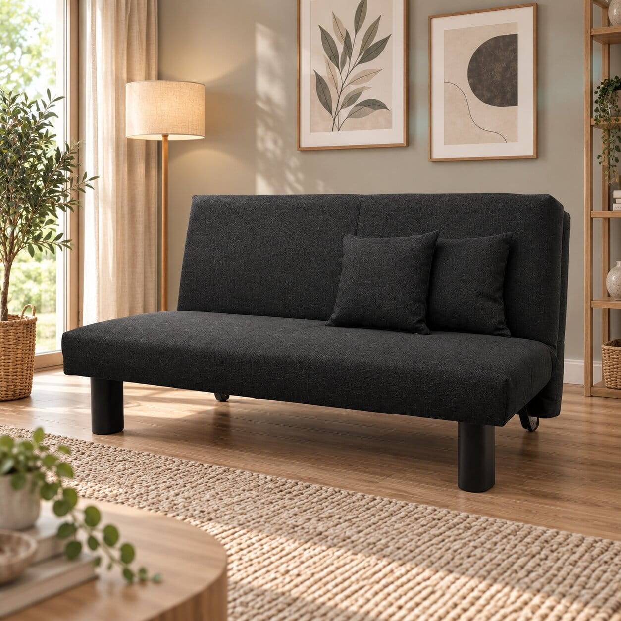 Zweisitzer Faltsofa in Schwarz - Lardias